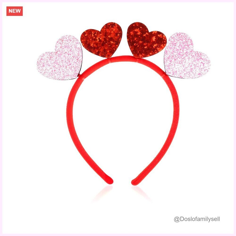 Glitter Heart Headband Valentine's Day Hair Accessory Party Favor Festive